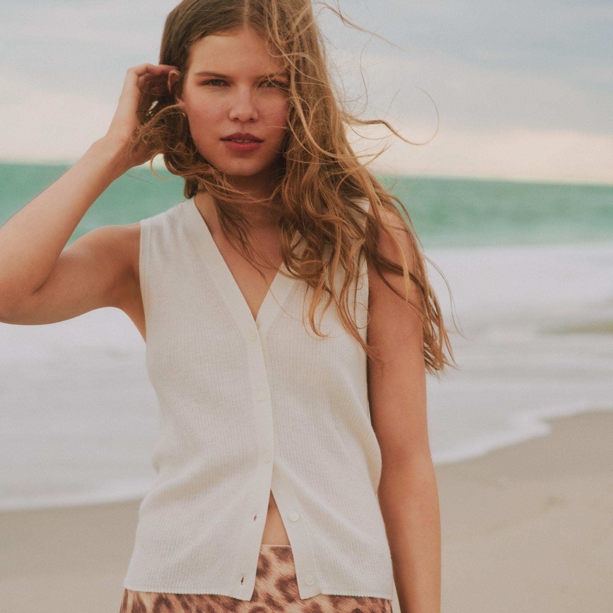 Cashmere-silk blend sweater shell Product Image