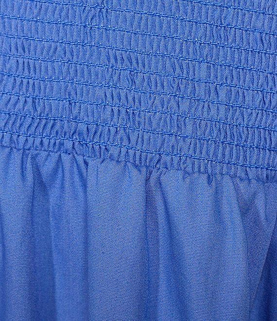 Adrianna by Adrianna Papell Ruffle V-Neck Smocked Waist Sleeveless Midi Dress Product Image