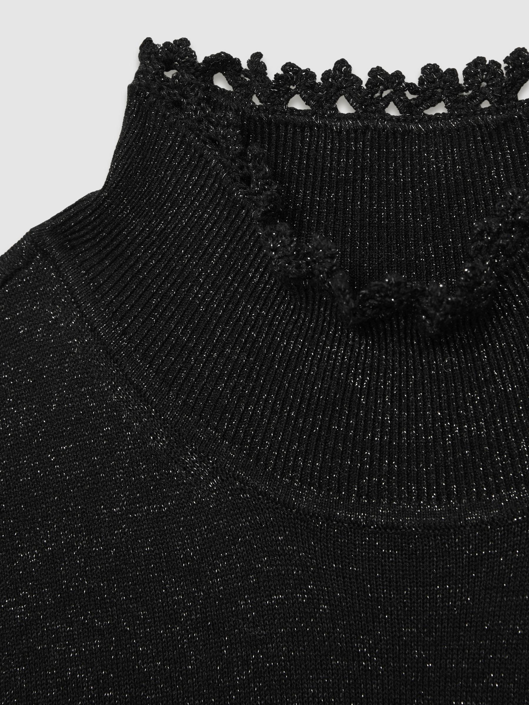 Paige Metallic Thread Pointelle Stitch Top in Black Product Image