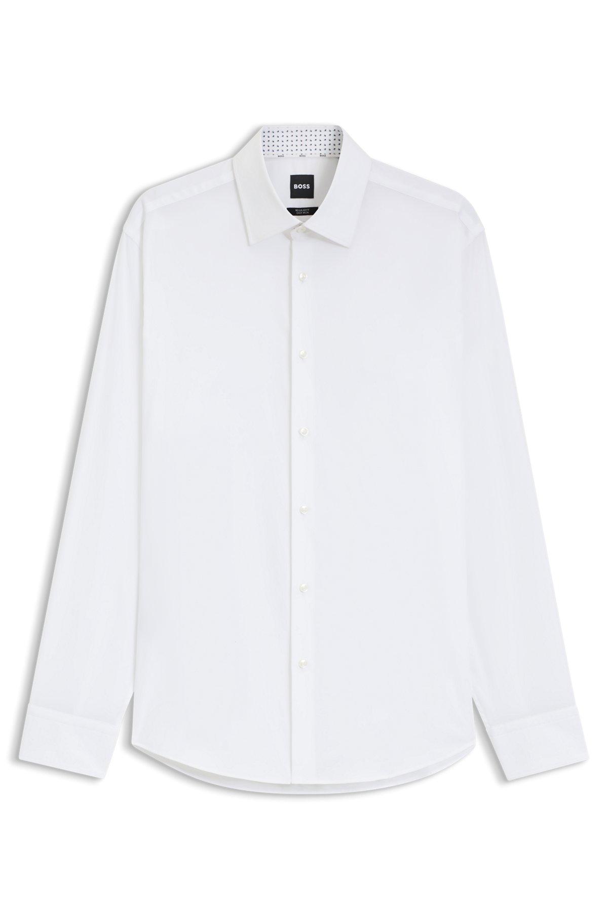 Regular-fit shirt in easy-iron stretch-cotton poplin Product Image