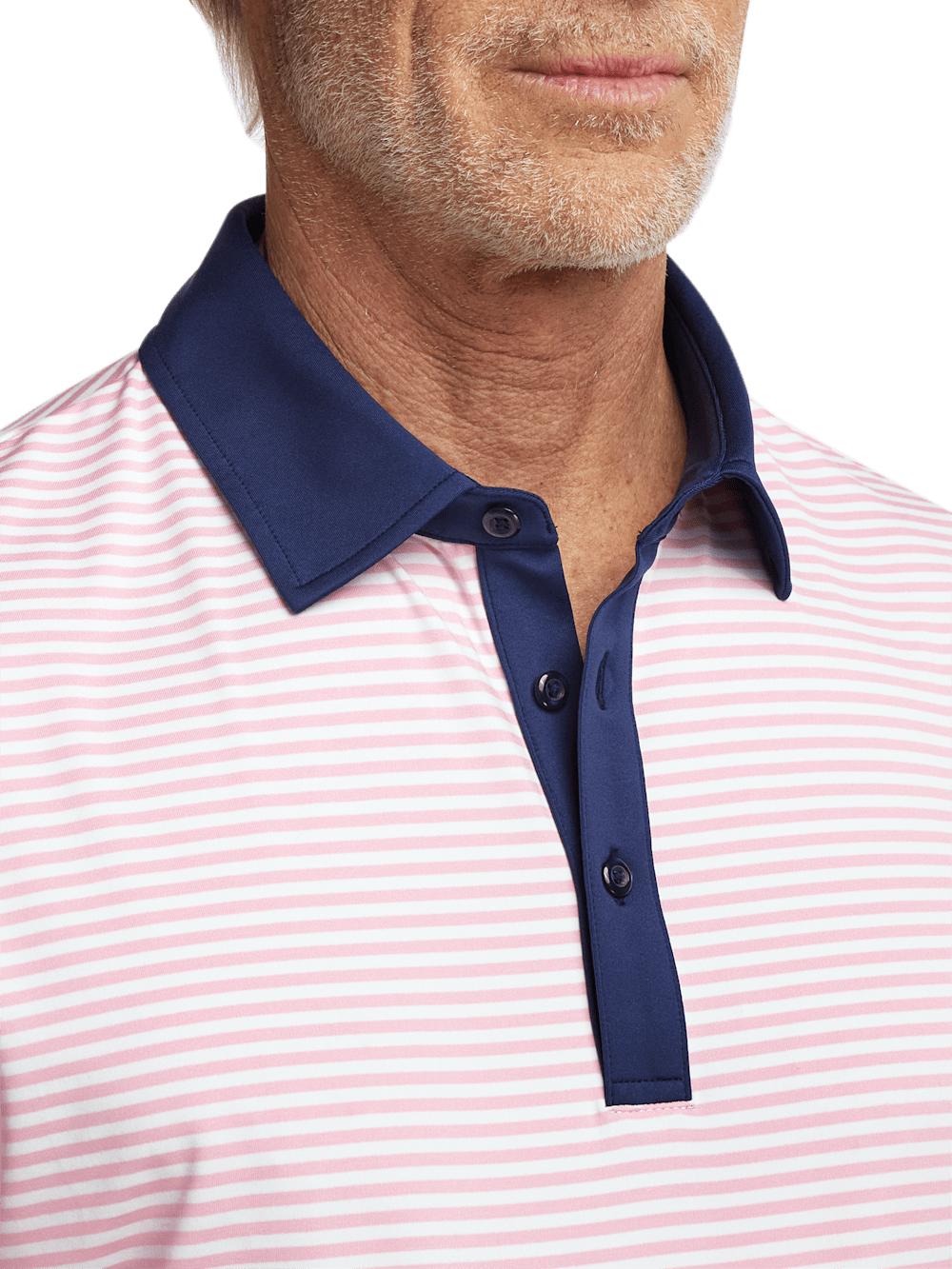 Performance Blend Three Button Polo - Pink Product Image