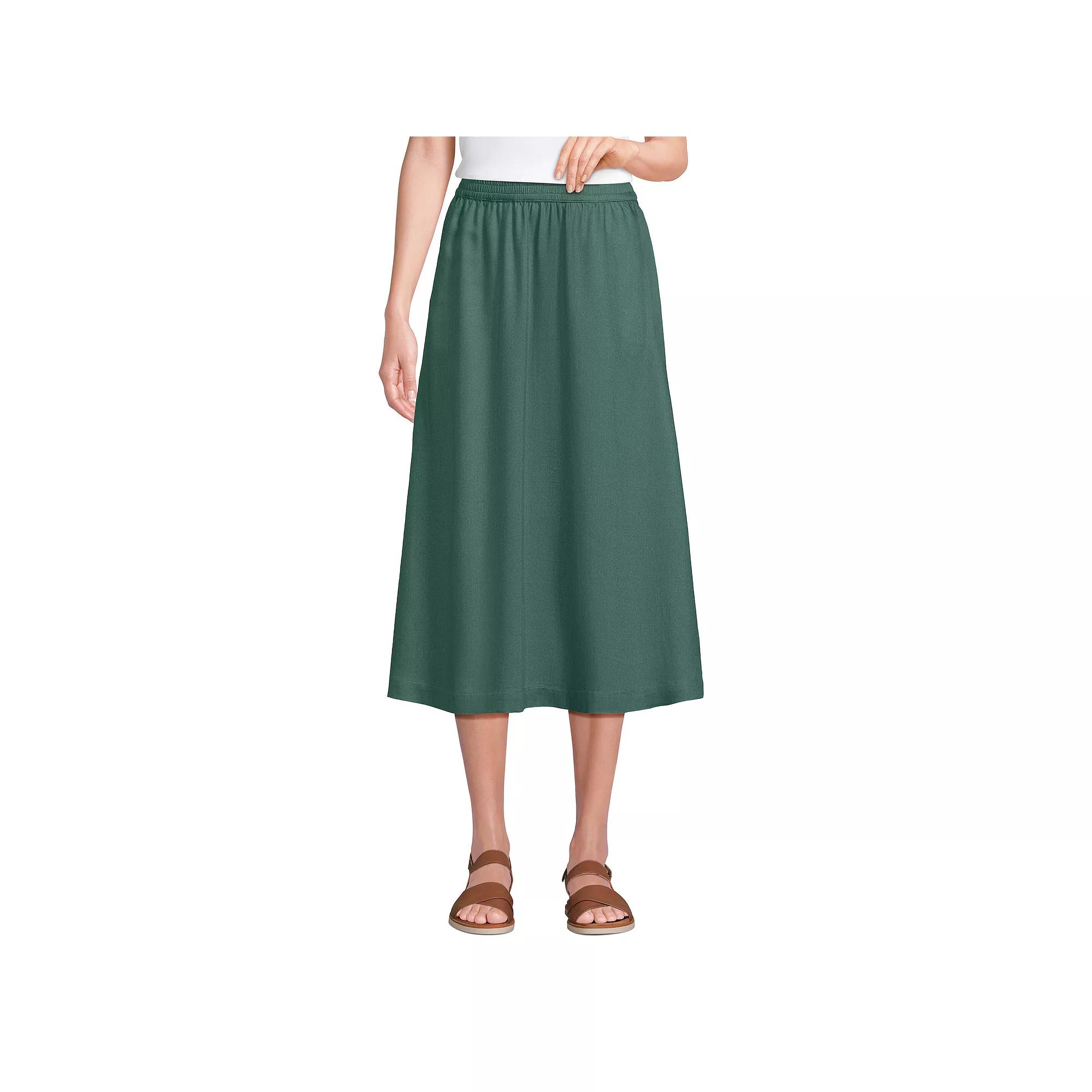 Women's Lands' End Flowy Midi Skirt, Size: 12, Washed Green Product Image