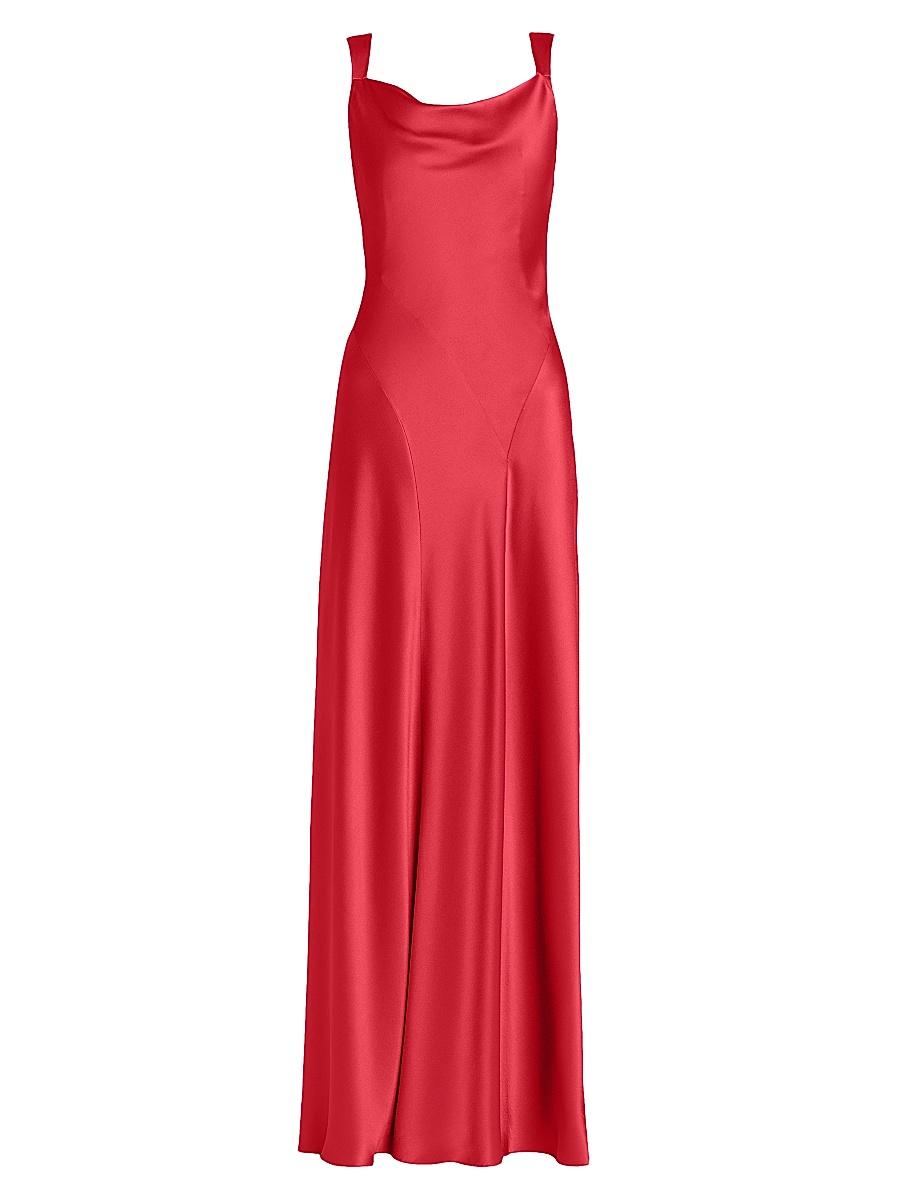 Womens Satin Cut-Out Cowlneck Gown Product Image