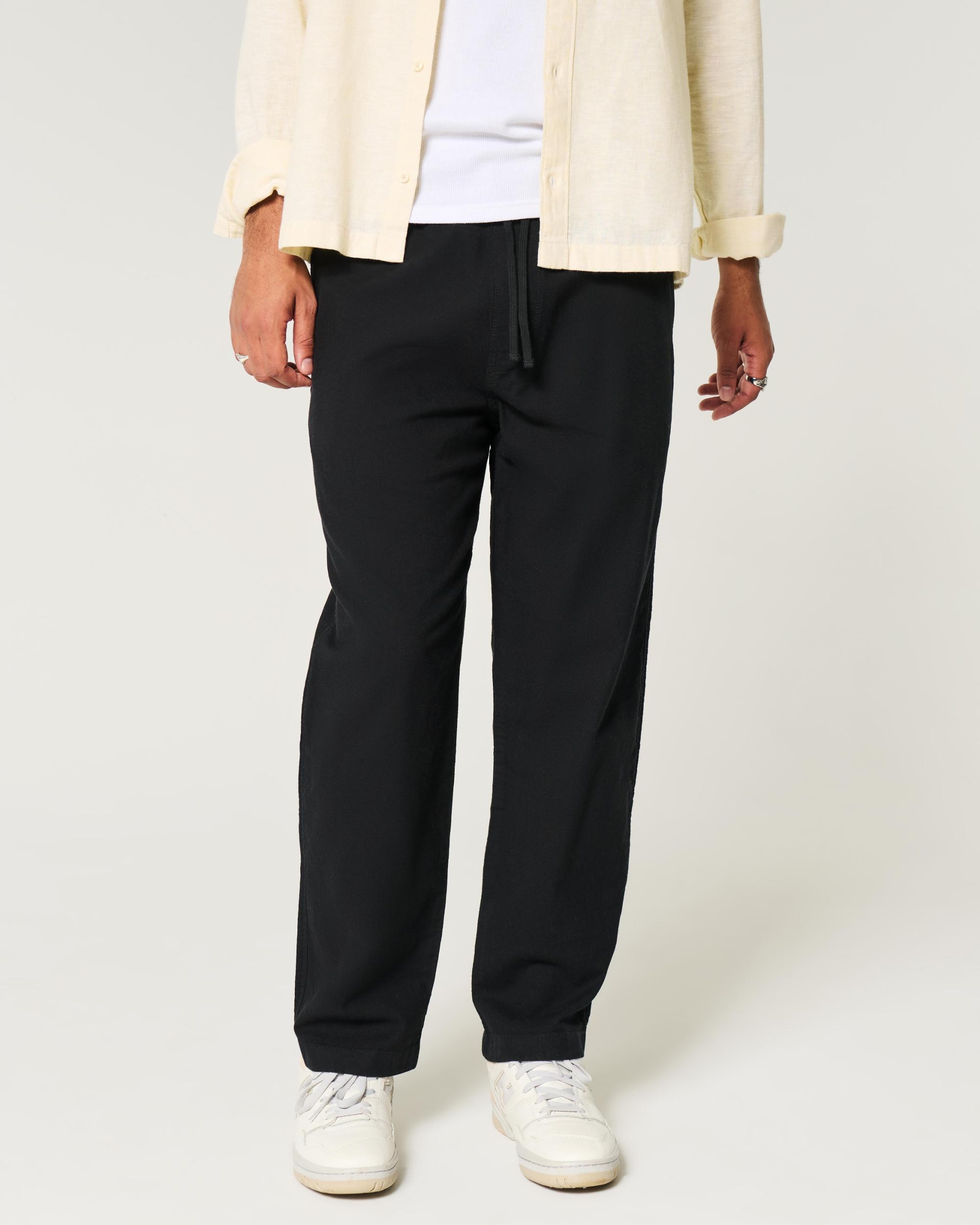 Linen-Blend Loose Pull-On Pants Product Image