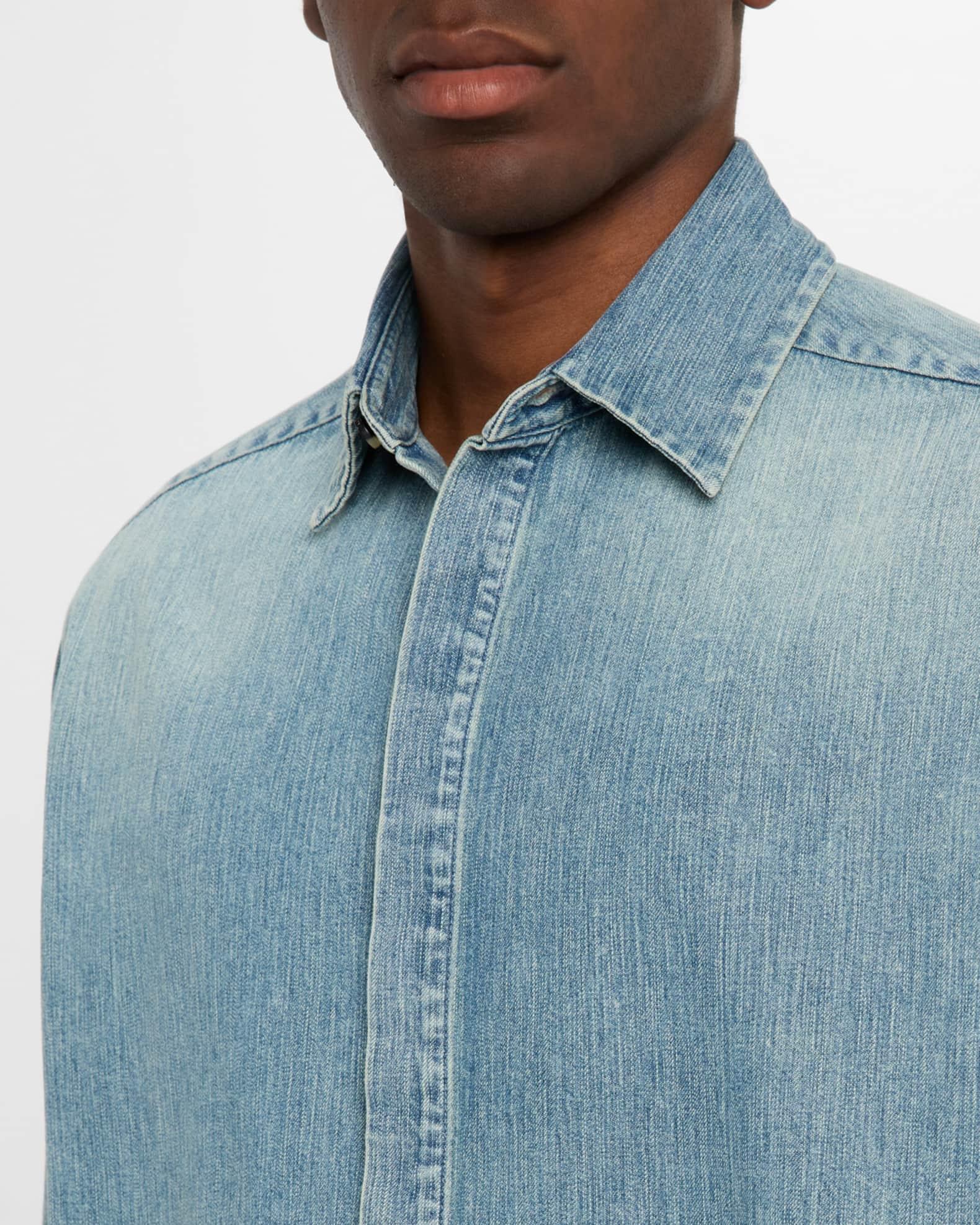 Men's Denim Button-Down Shirt Product Image