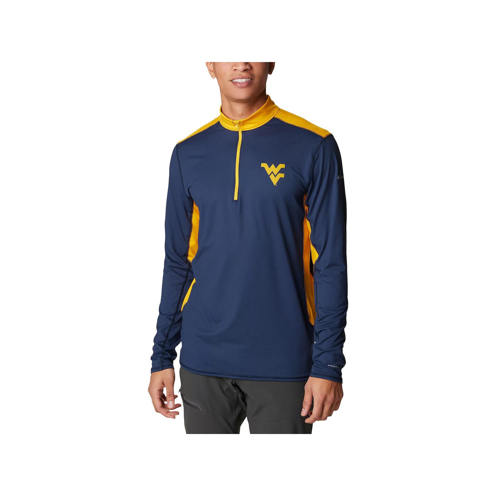Men's Columbia Navy West Virginia Mountaineers Tech Trail™ Omni-Shade Quarter-Zip Top, Size: Medium, Blue Product Image