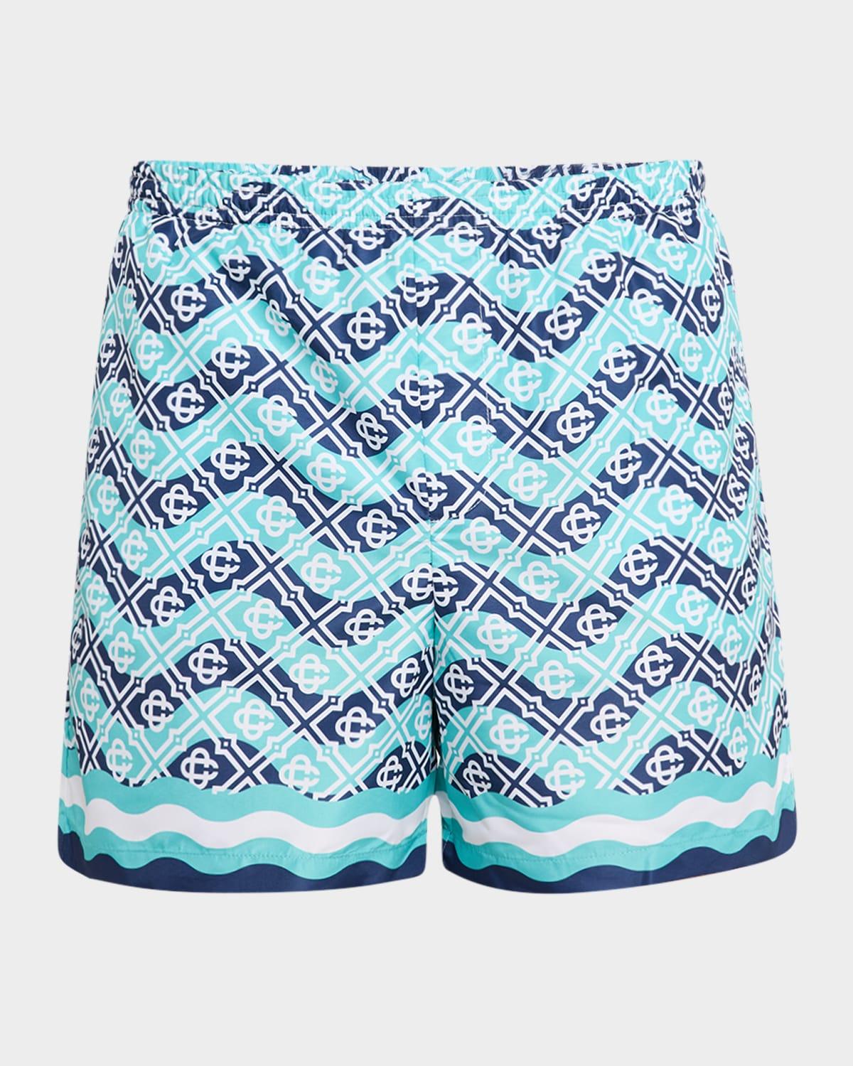 Casablanca Printed Swim Shorts in Baby Blue Product Image