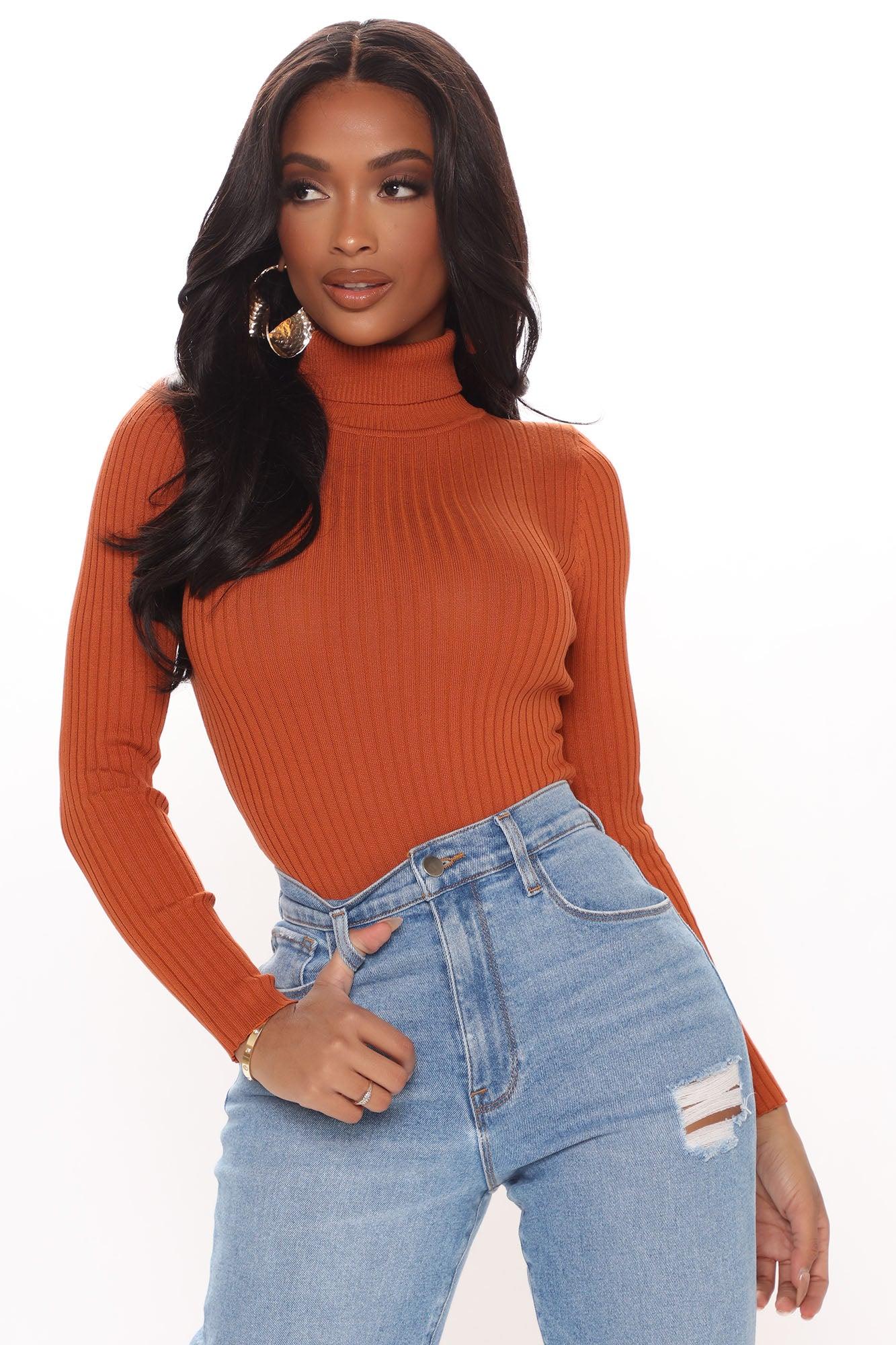 Make My Life Complete Sweater Bodysuit - Rust Product Image