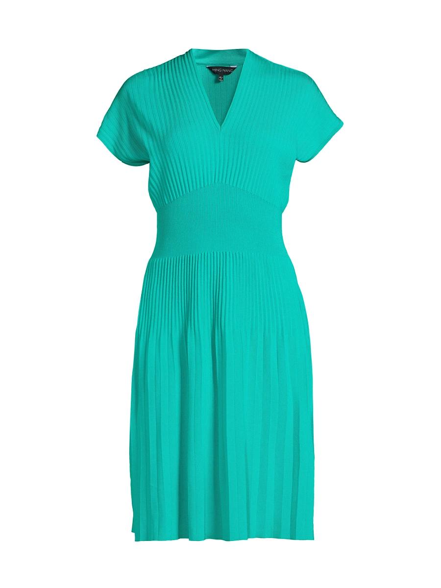 Womens Tanya Foster x Ming Wang Sunburst Rib-Knit Minidress Product Image