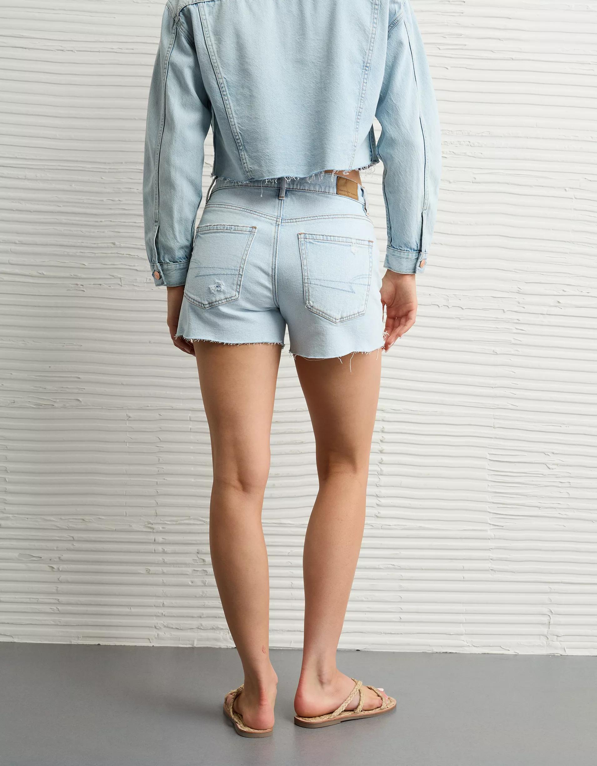 AE Strigid Ripped Super High-Waisted Relaxed Denim Short Product Image
