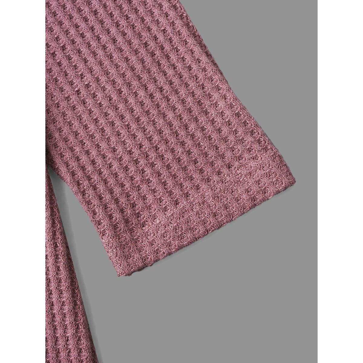 Plus Size Lapel Collar Waffle Grid Open-Front Jacket Women DustyPink Texture Loose Everyday Jackets BloomChic 10/M Product Image