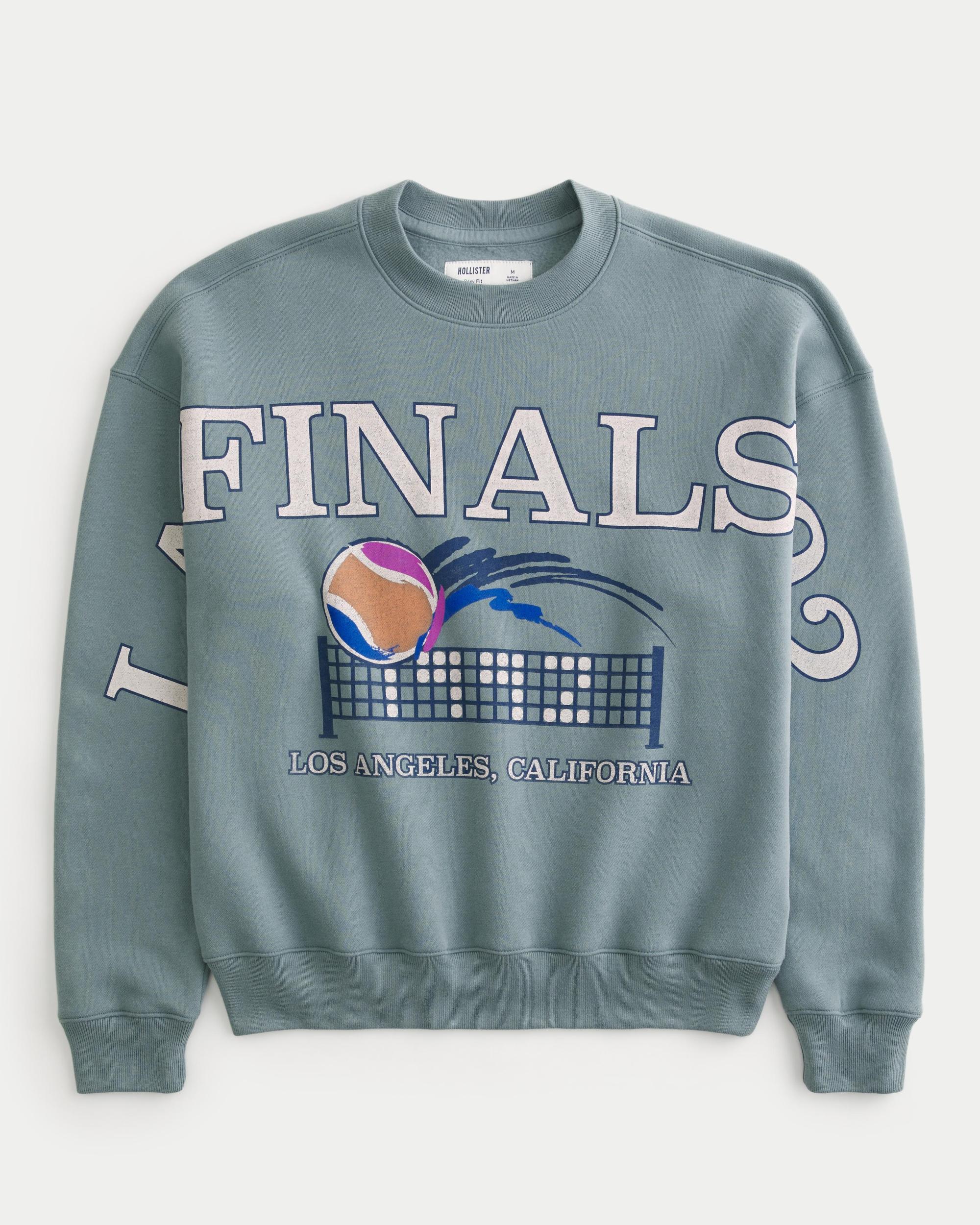 Boxy LA Finals Tennis Graphic Crew Sweatshirt Product Image