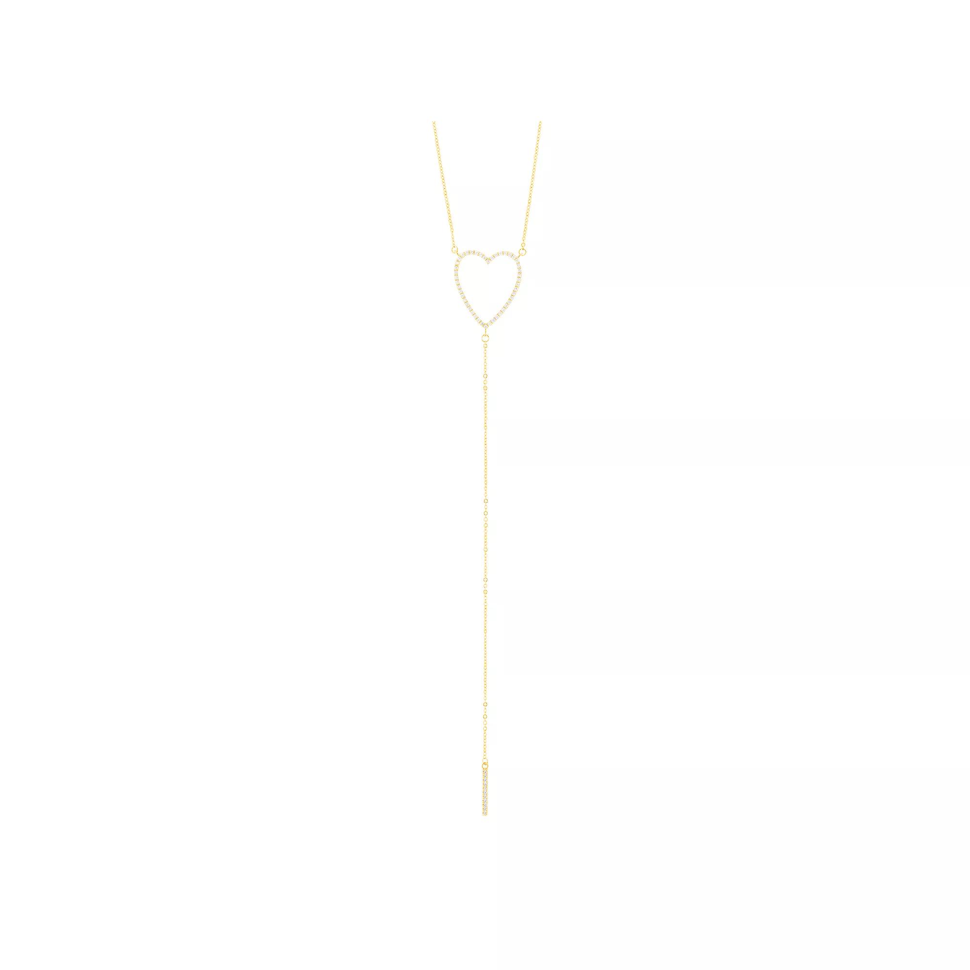 Adornia Silver Tone Adjustable Cubic Zirconia Heart Y-Necklace, Women's, Size: 15-18" ADJ, Gold Tone Product Image