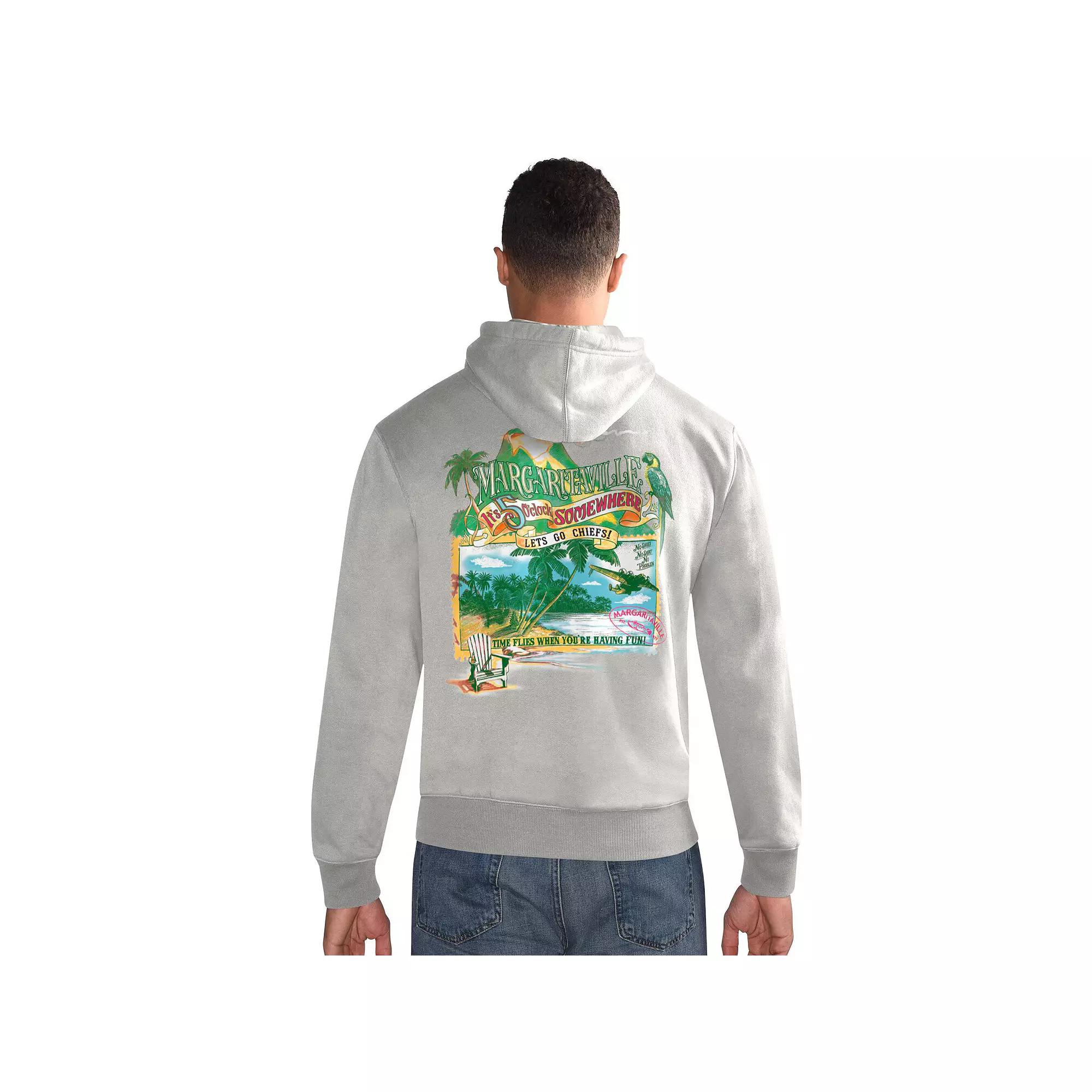 Men's Margaritaville Gray Kansas City Chiefs Time Flies Garment Dyed Pullover Hoodie,  Product Image