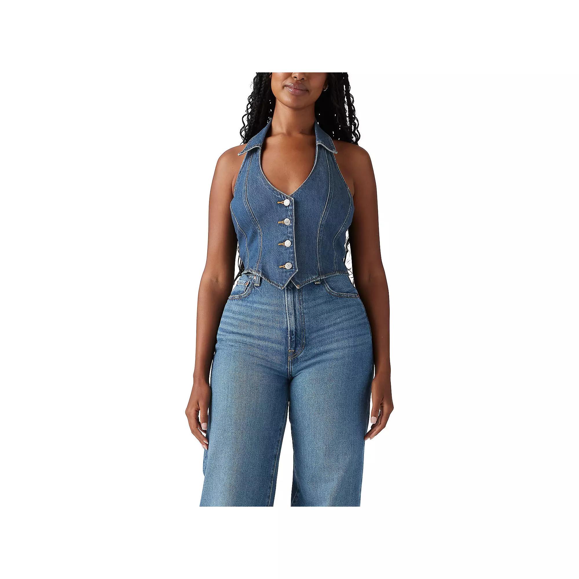 Levi's® Women's Bria Denim Corset Halter T-Shirt - Cornerback M: Slim Fit, Button Down, Lightweight Product Image