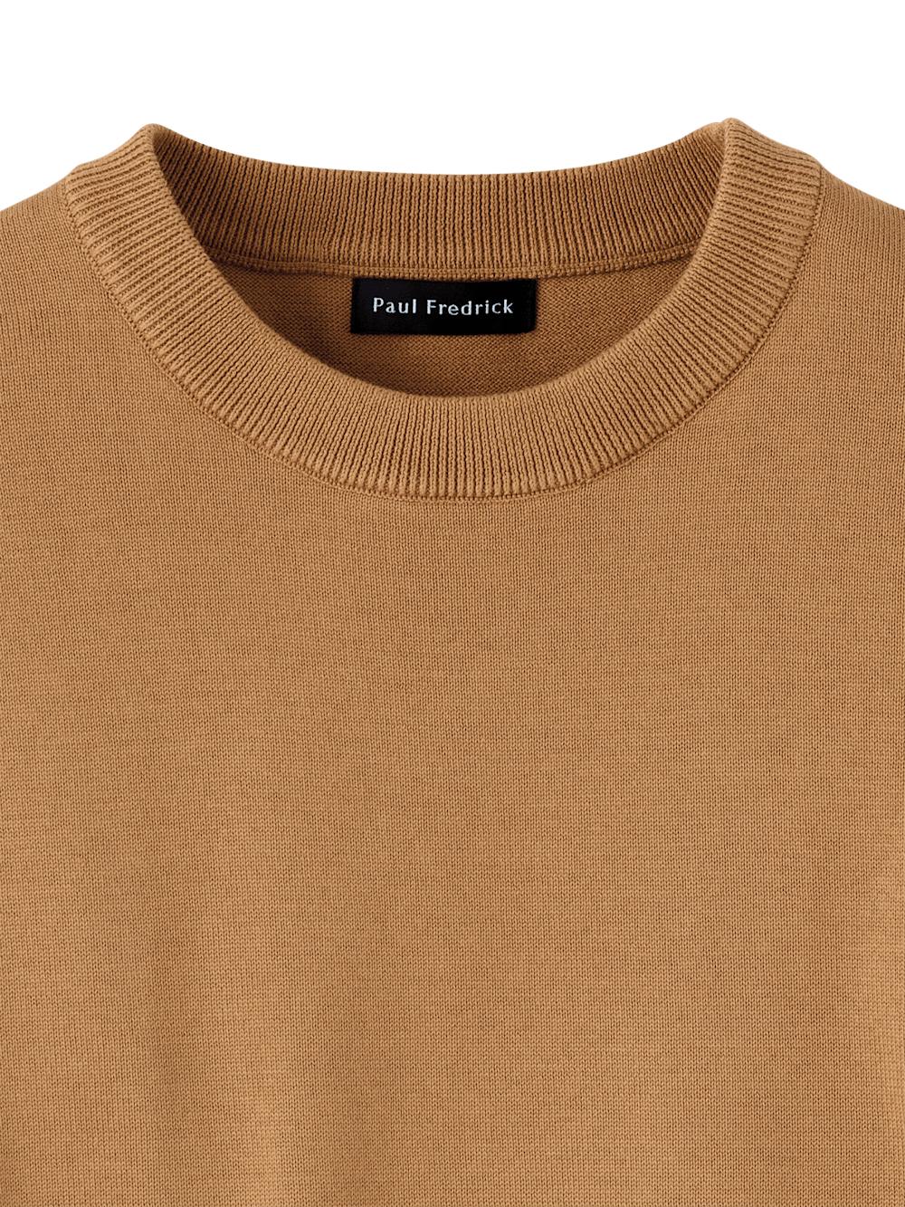 Supima Cotton Crew Neck Sweater - Light Brown Product Image