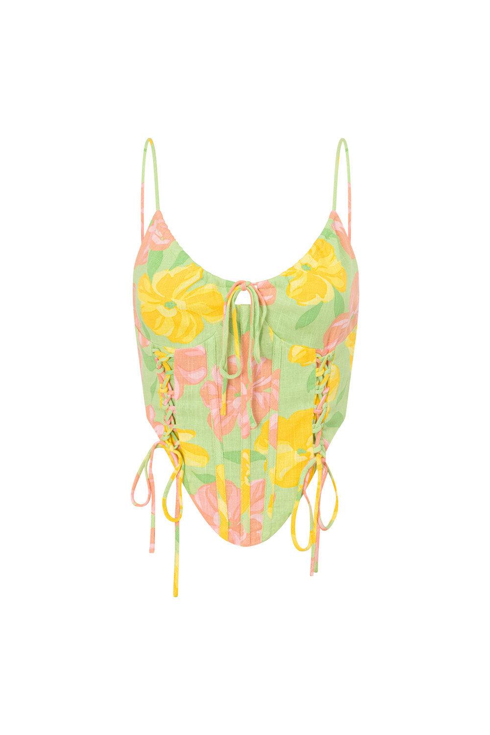 Marselle Midi Skirt - Rose Fill Green Product Image