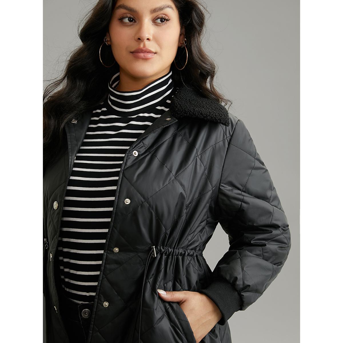 Plus Size Women Dailywear Plain Plain No stretch 30/6X Pocket Casual Cotton Jackets BloomChic Product Image