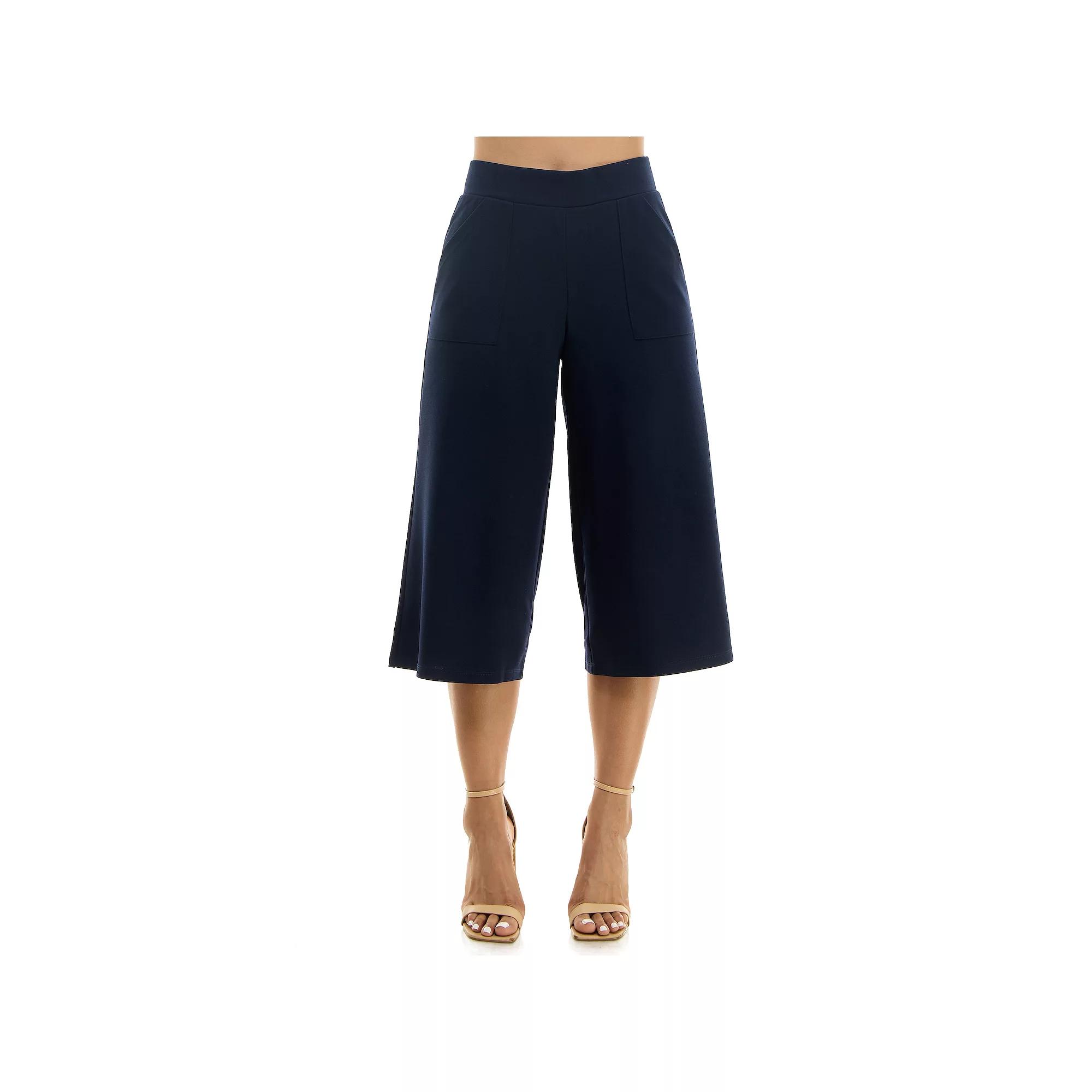 Women's Nina Leonard Elastic Waist Culotte Pants,  Product Image