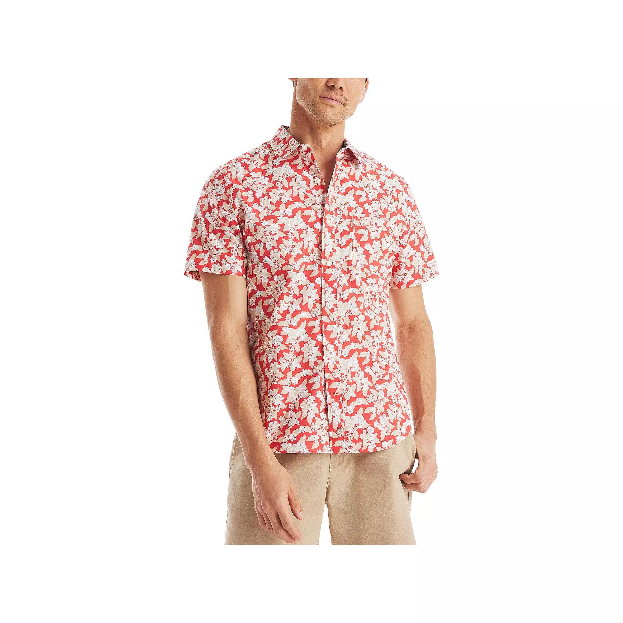 Men's Nautica Flower Short-Sleeve Shirt, Size: Small, Sailor Red Product Image