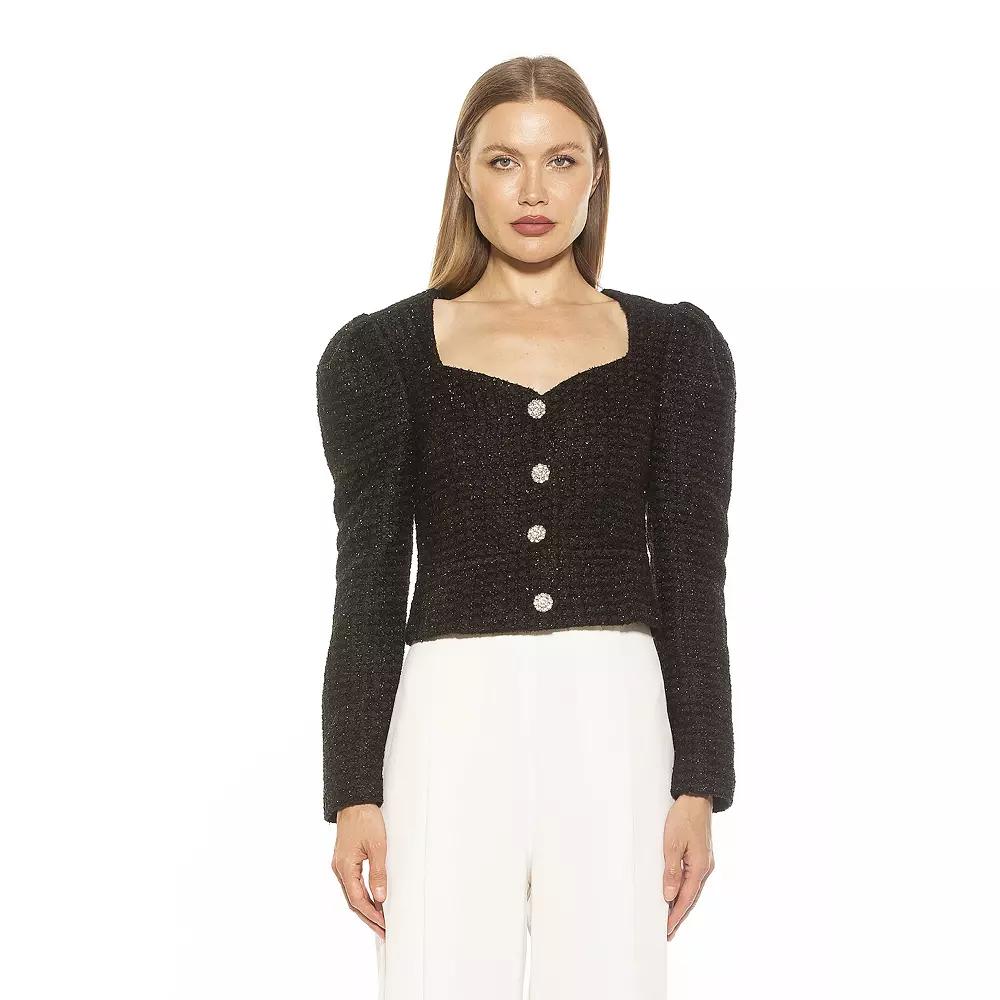 Women's ALEXIA ADMOR Rowan Long Puff Sleeve Sweetheart Jacket,  Product Image