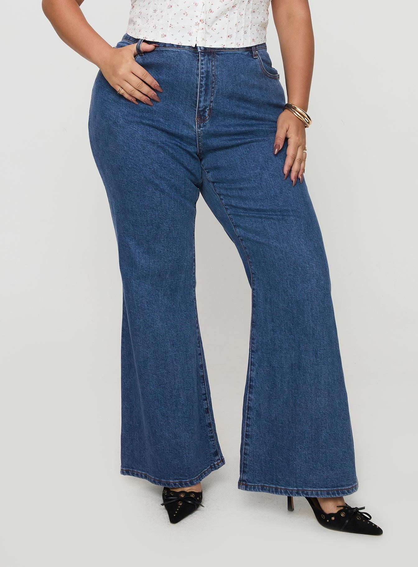 Lucille High Rise Flared Jeans Mid Wash Curve Product Image