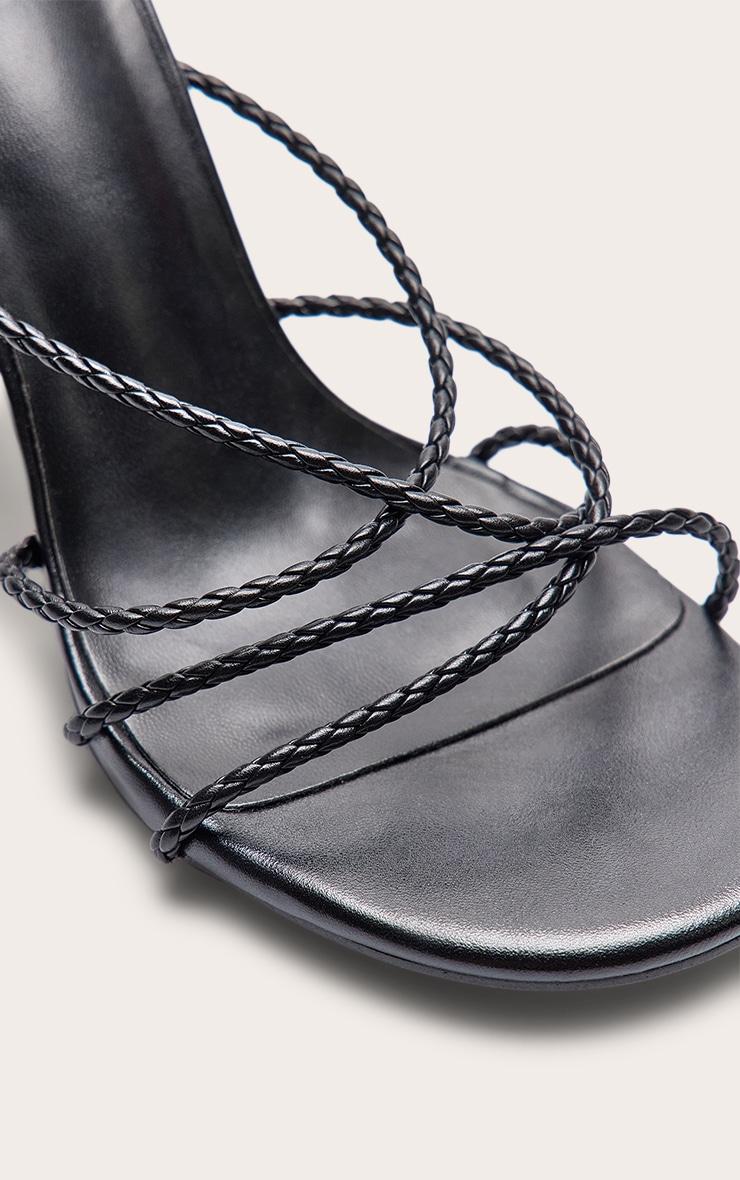 Black Pu Braided Strap Heeled Mule Product Image