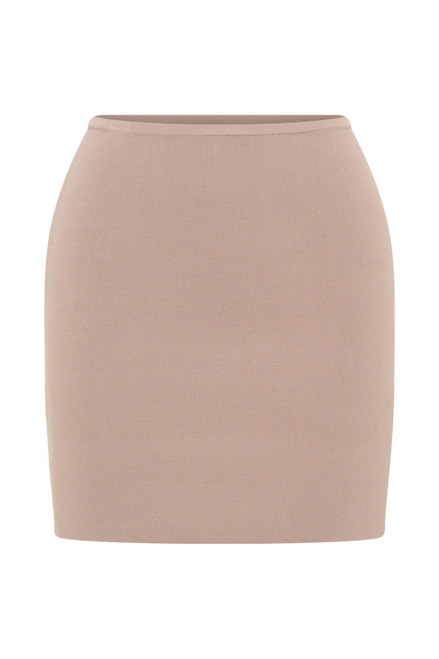 Klara Knit Mini Skirt - Taupe Product Image