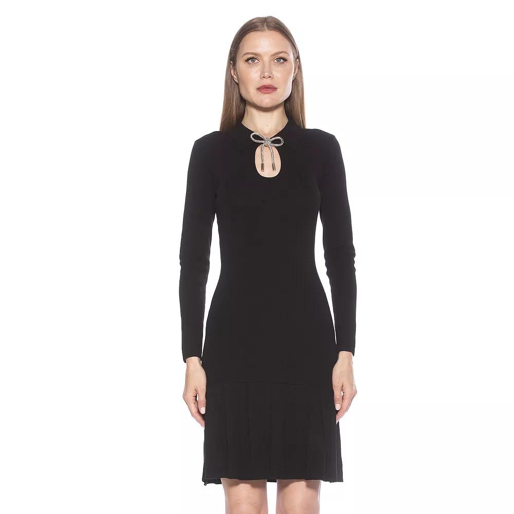 Women's ALEXIA ADMOR Sloane Long Sleeve Fit And Flare Knit Dress,  Product Image
