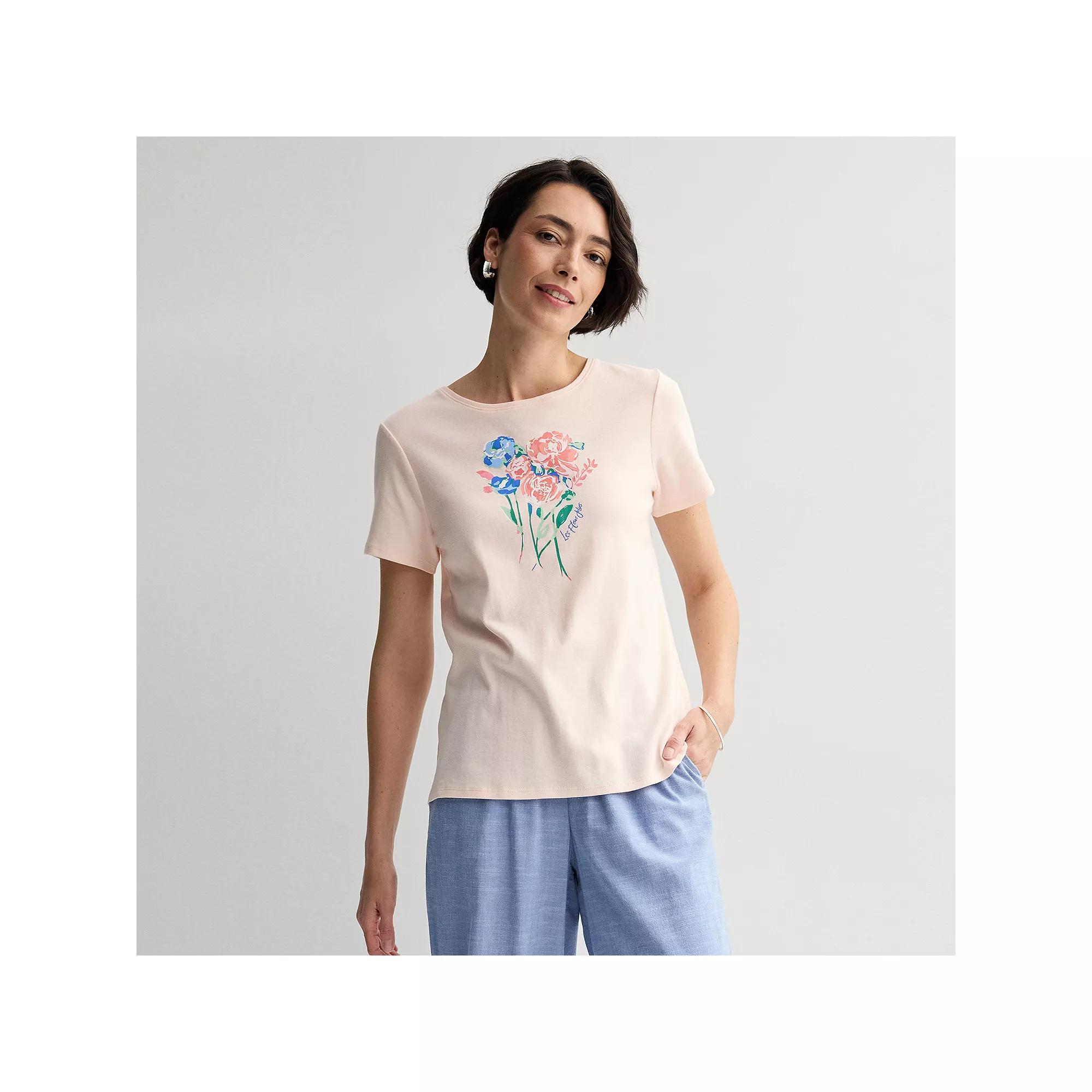 Women's Croft & Barrow® Essential Crewneck Tee, Size: Medium, Poppy Anchor Graphic Product Image