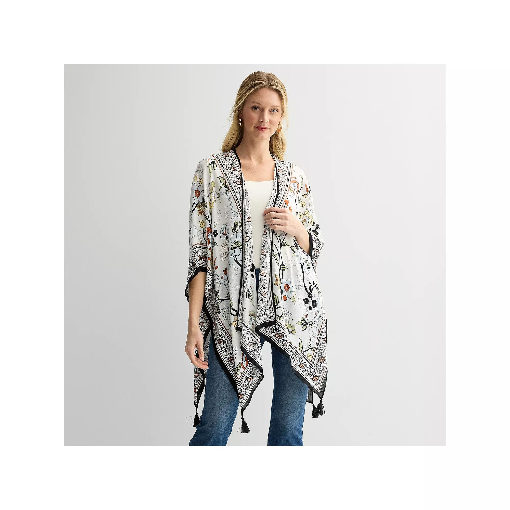 Women's Nine West Floral Wallpaper Pattern Topper, Black Neutral Product Image