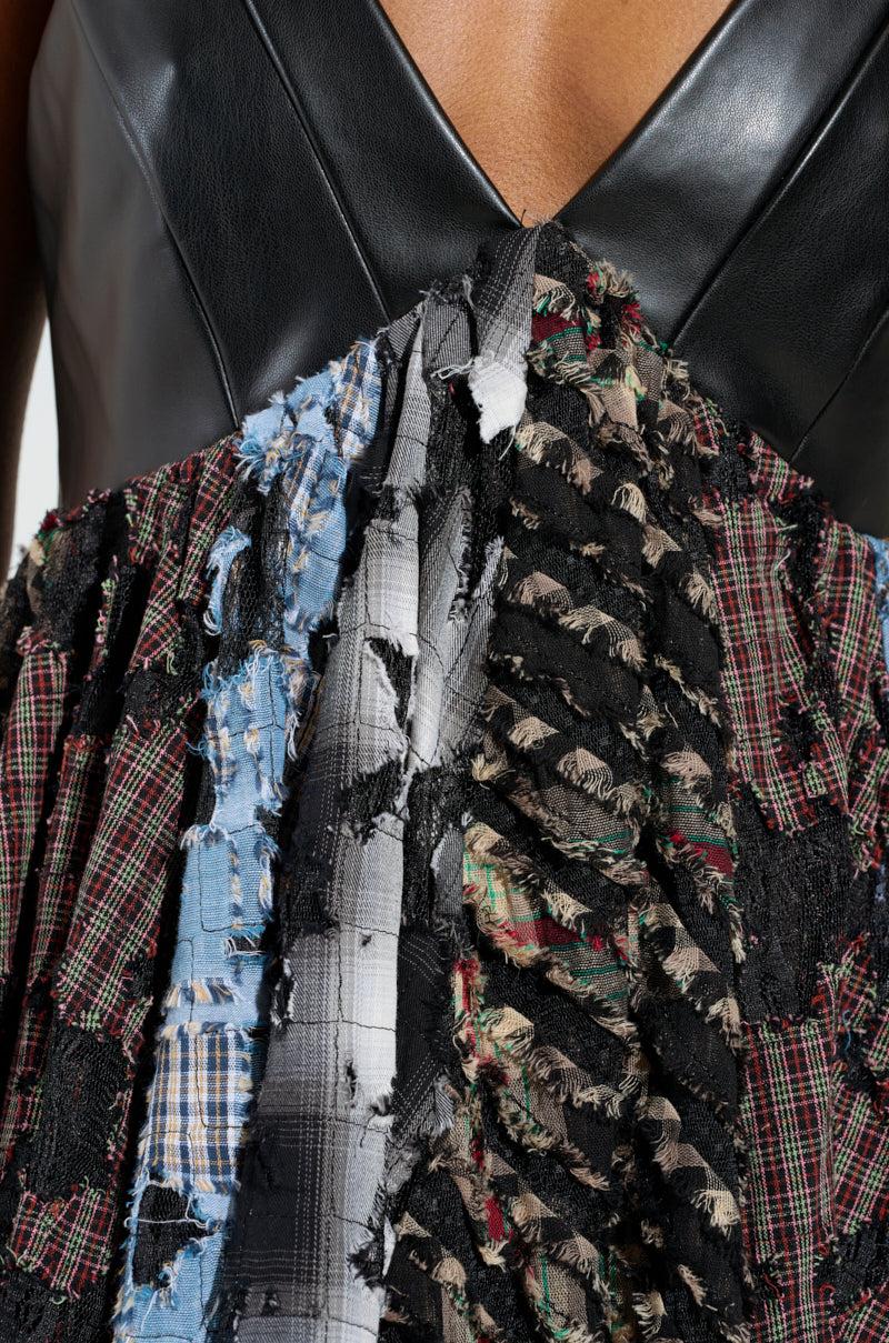 TAKE ME AWAY DISTRESSED PLAID MINI DRESS Product Image