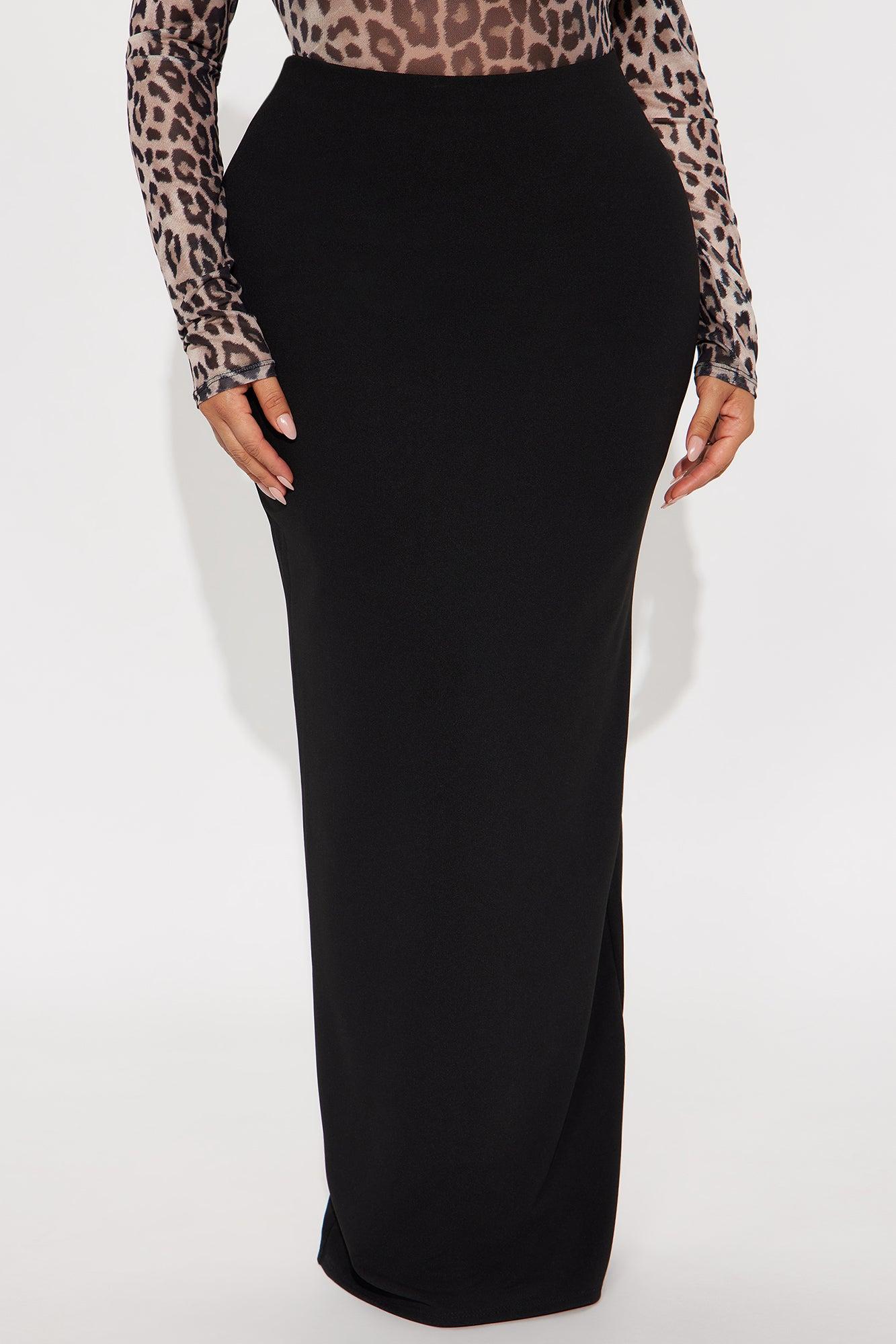 Camila Crepe Knit Back Slit Maxi Skirt - Black Female Product Image