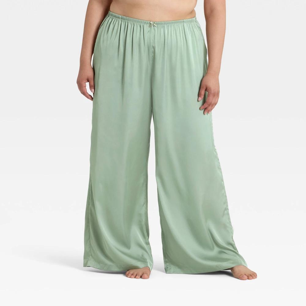 Women's Satin Pajama Pants - Auden™ Green 3X Product Image