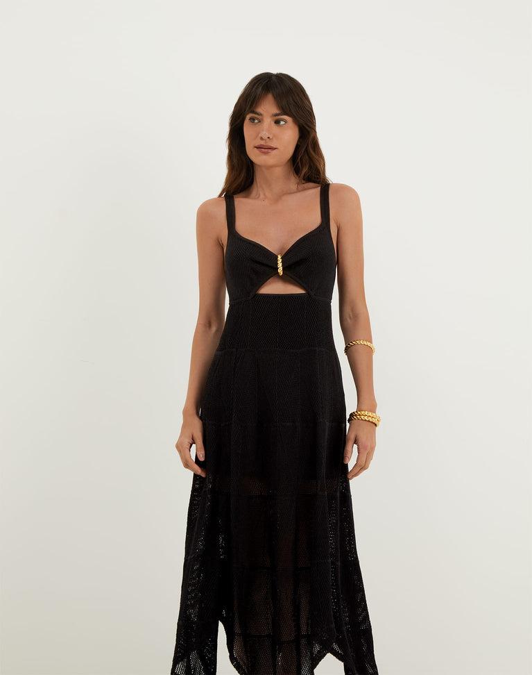 Knit Sabine Handkerchief Dress - Black Product Image