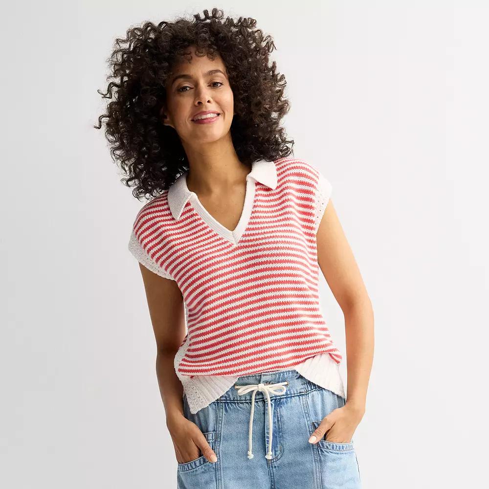 Womens Sonoma Goods For Life Collared Sweater Vest Product Image