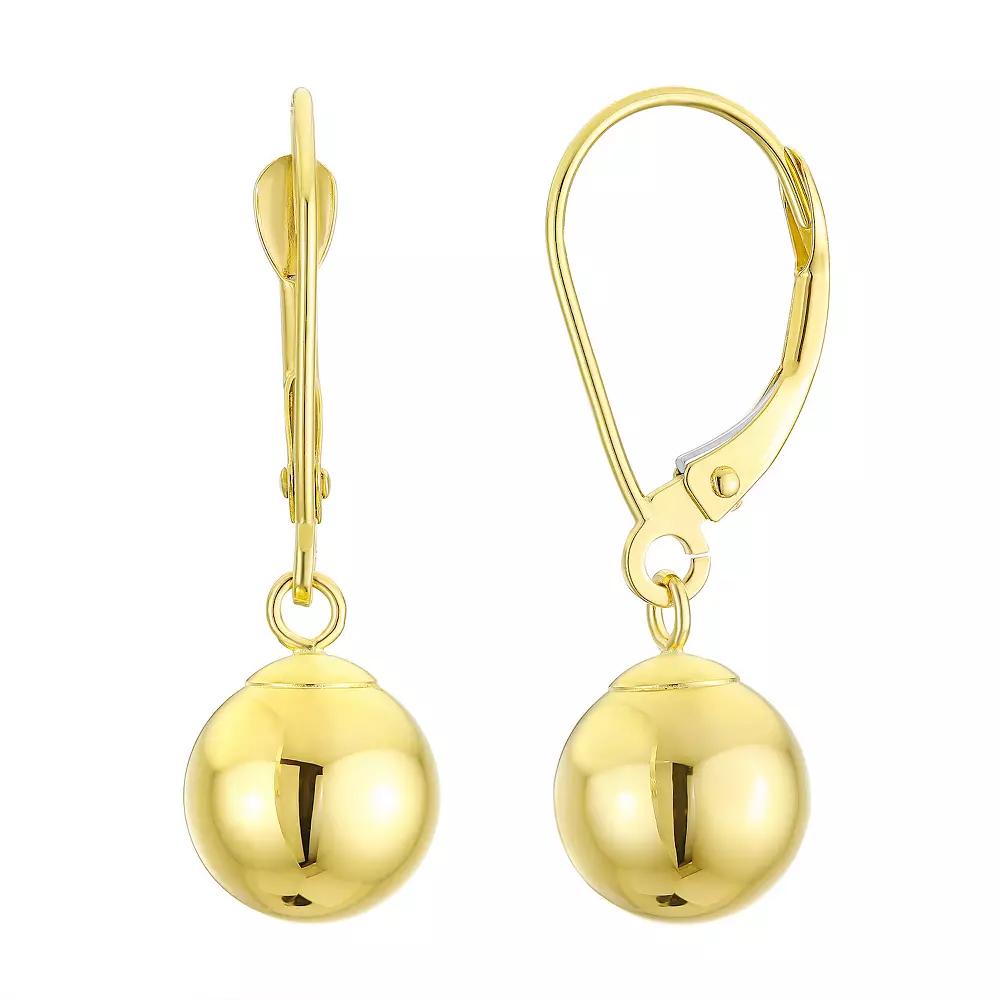 Forever 14K Dangle Ball Leverback Drop Earrings, Women's, 14k Gold Product Image