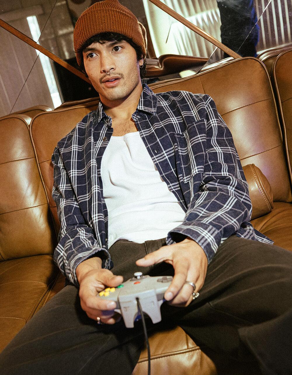 RSQ Mens Washed Flannel - NAVY Product Image