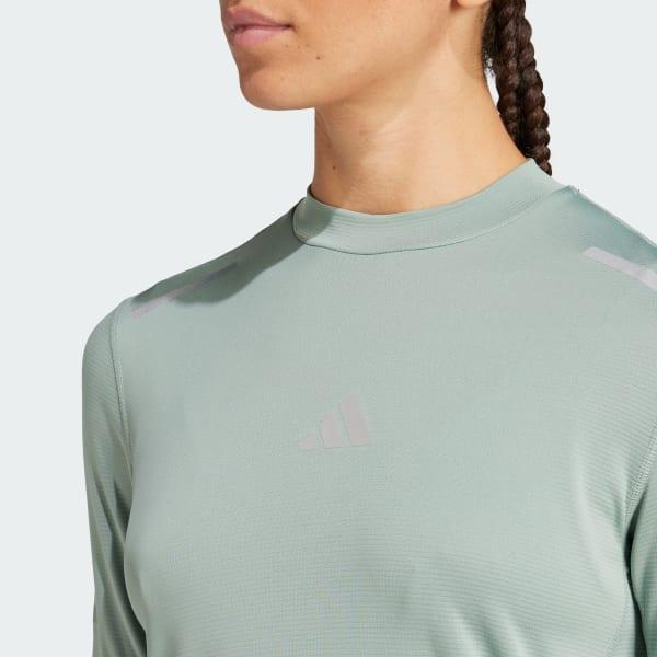 adidas Ultimate Running Reflective Long Sleeve Tee Silver Green L Womens Product Image
