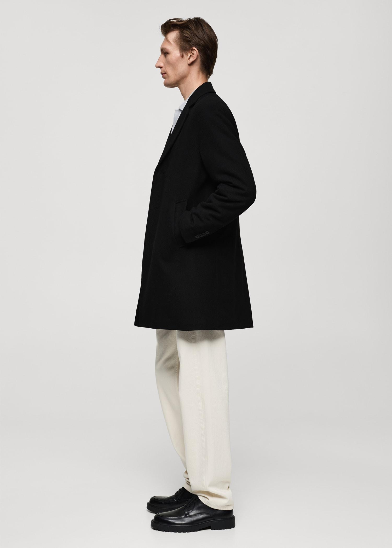 Regular fit quilted wool coat - Men | MANGO USA Product Image