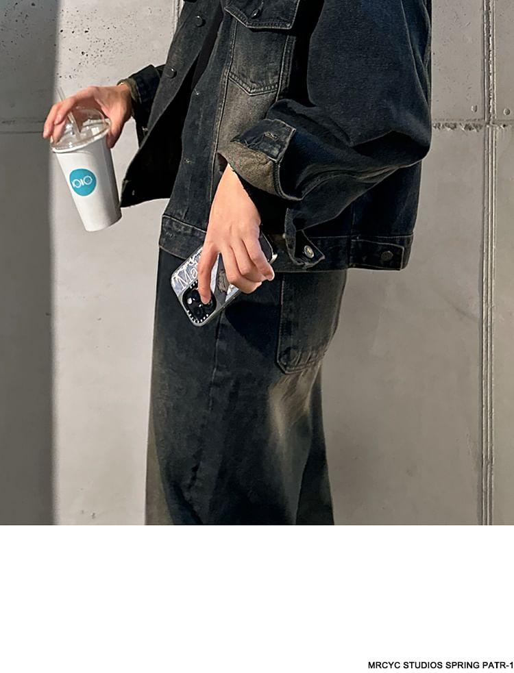 Stand-Collar Denim Jacket Product Image