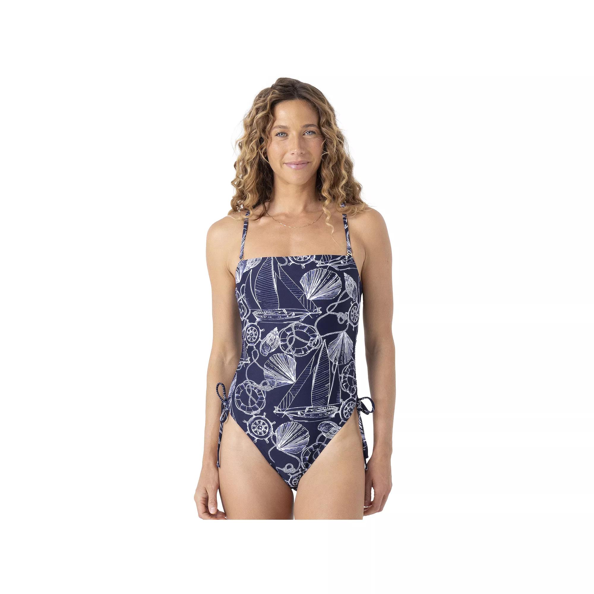 Women's Nautica Adjustable Bandeau One-Piece Swimsuit, Size: Small, Know The Ropes Product Image