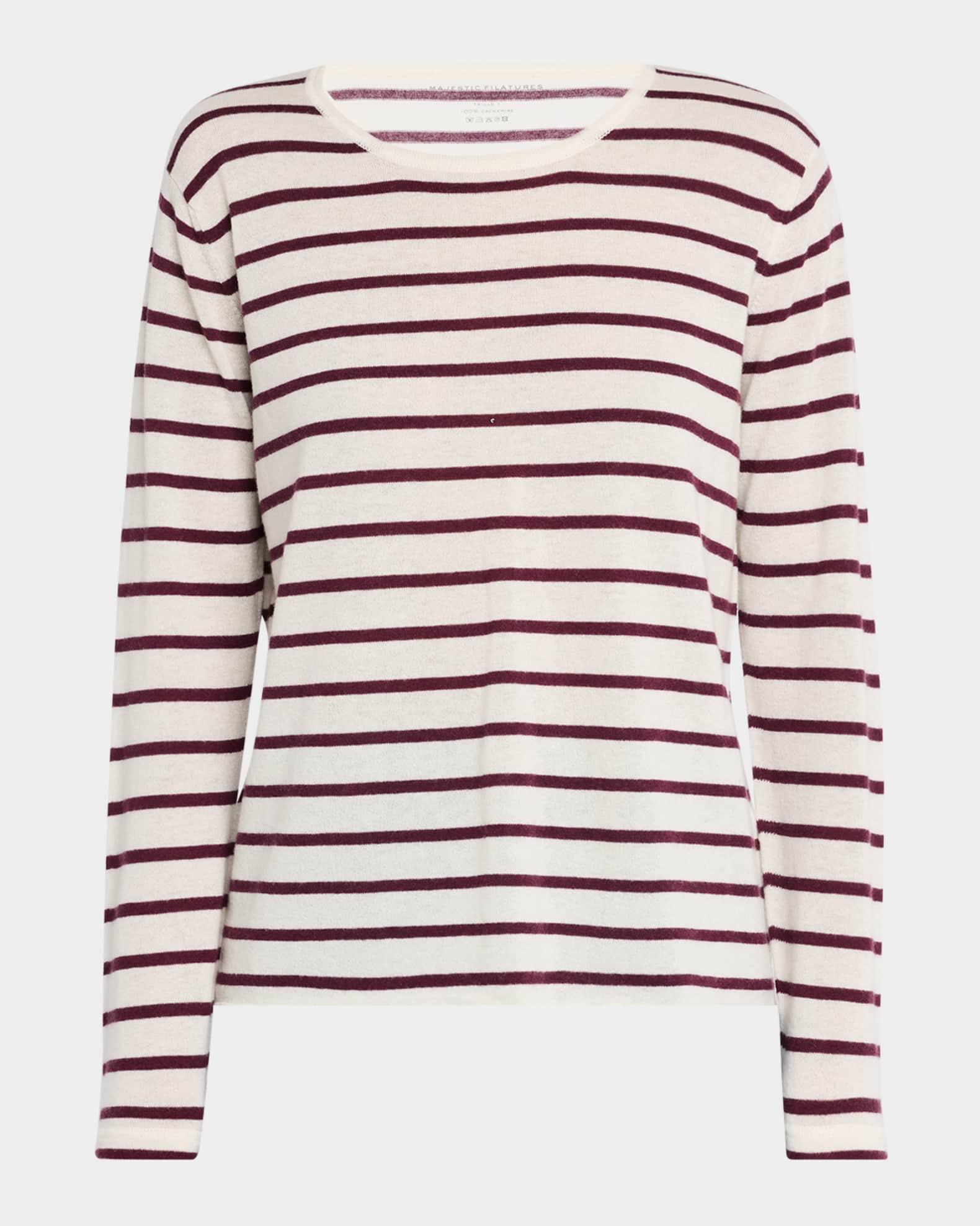 Striped Machine-Washable Cashmere Sweater Product Image