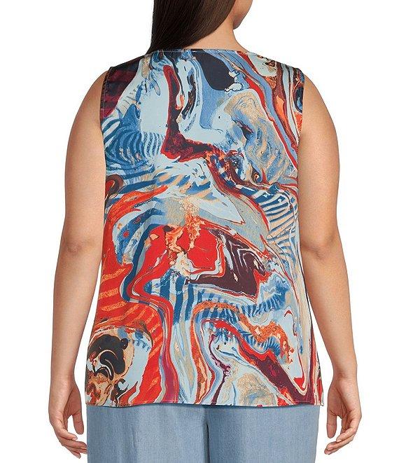 Skies Are Blue Plus Size Abstract Print Woven Top Product Image