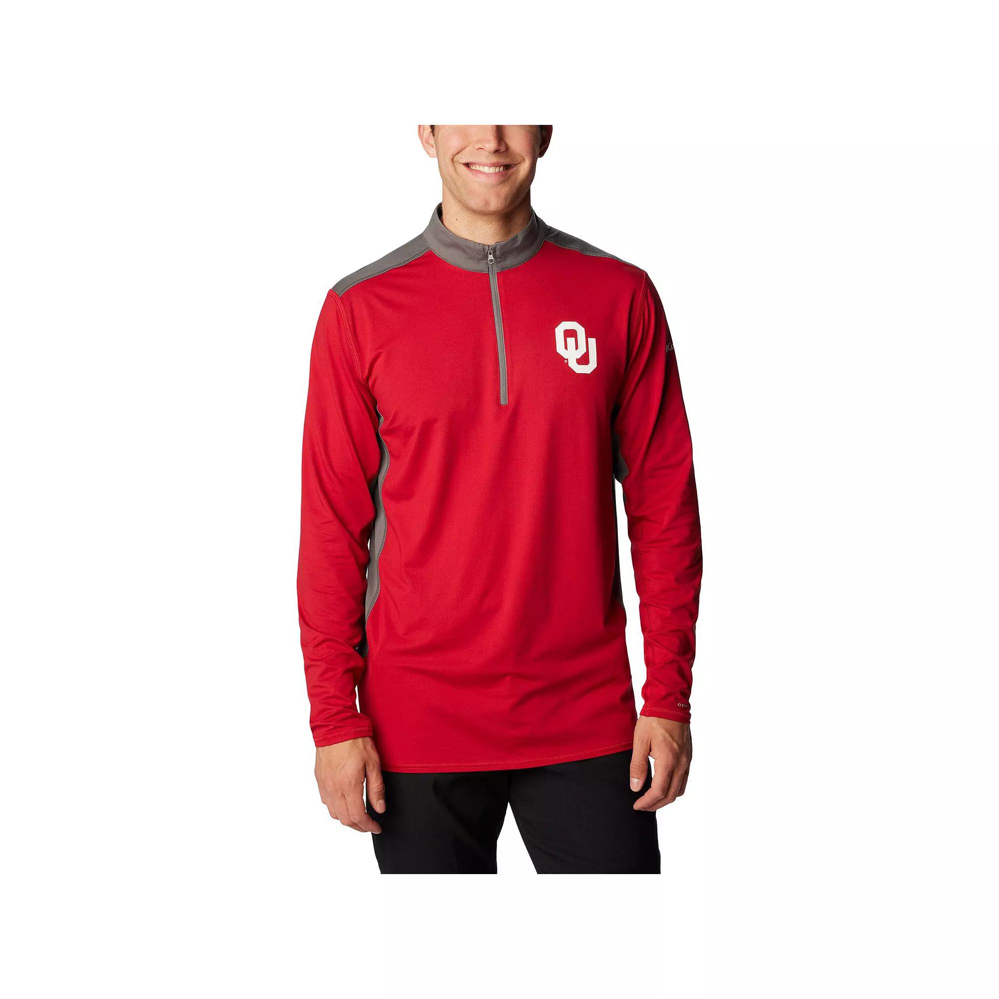 Men's Columbia Crimson Oklahoma Sooners Tech Trail™ Omni-Shade Quarter-Zip Top,  Product Image