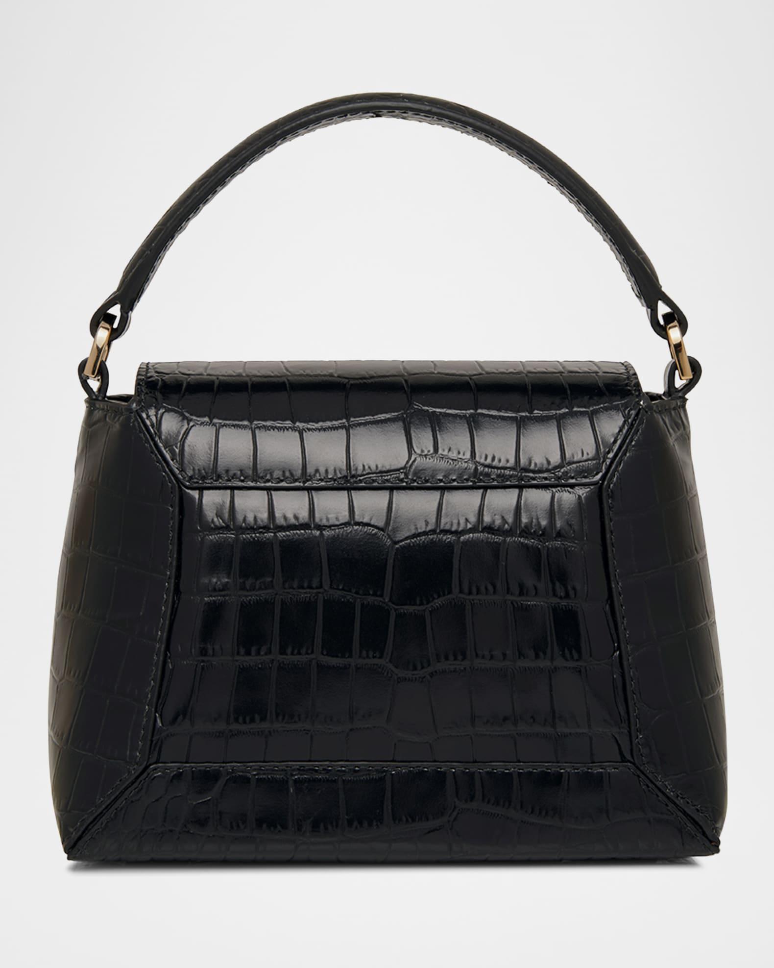 Mosaic Croc-Embossed Leather Top-Handle Bag Product Image