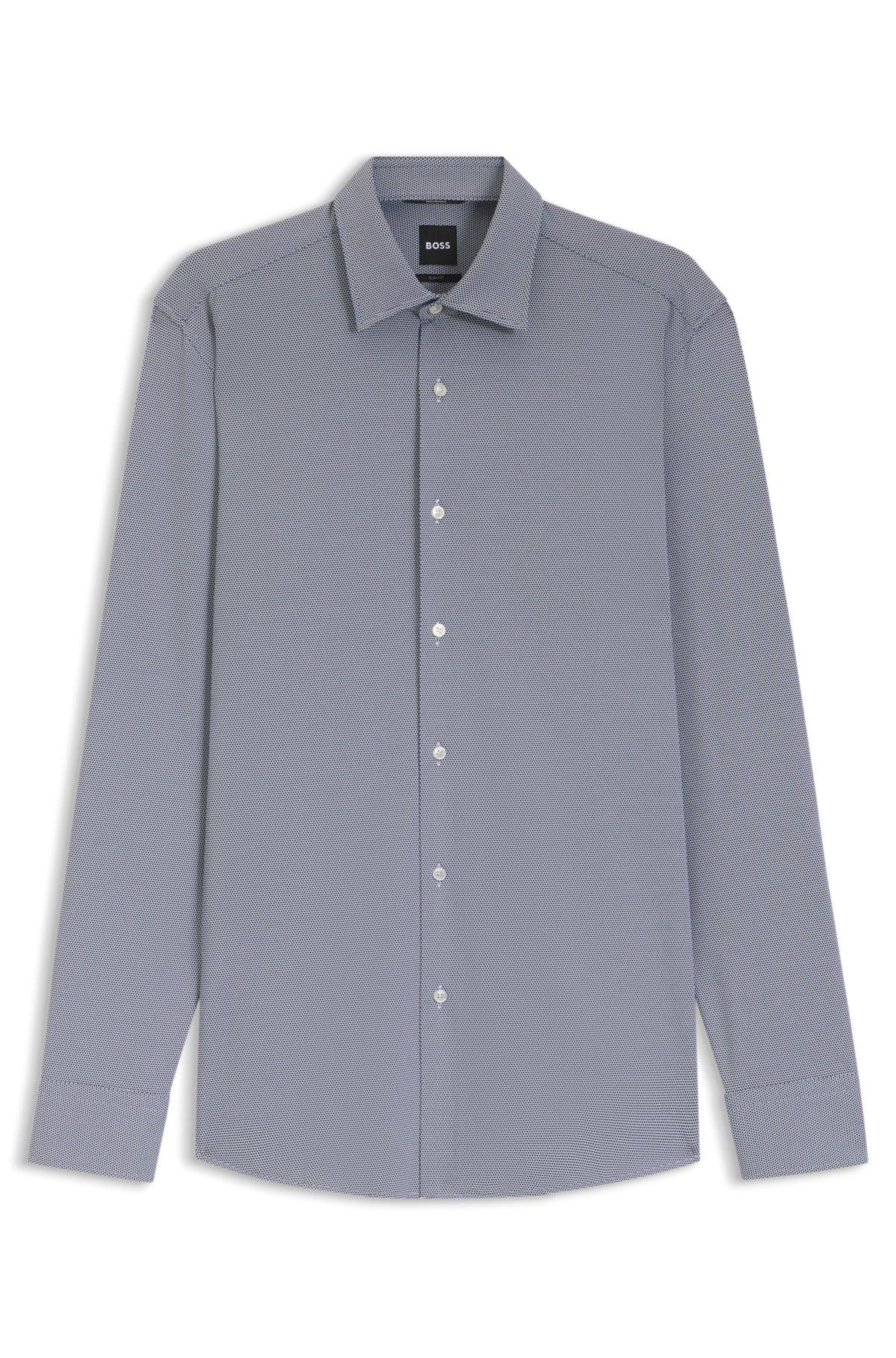 Slim-fit shirt in structured performance-stretch fabric Product Image