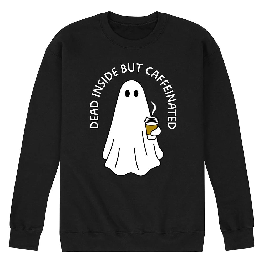 Men's Dead Inside Caffeinated Ghost Fleece Sweatshirt,  Product Image