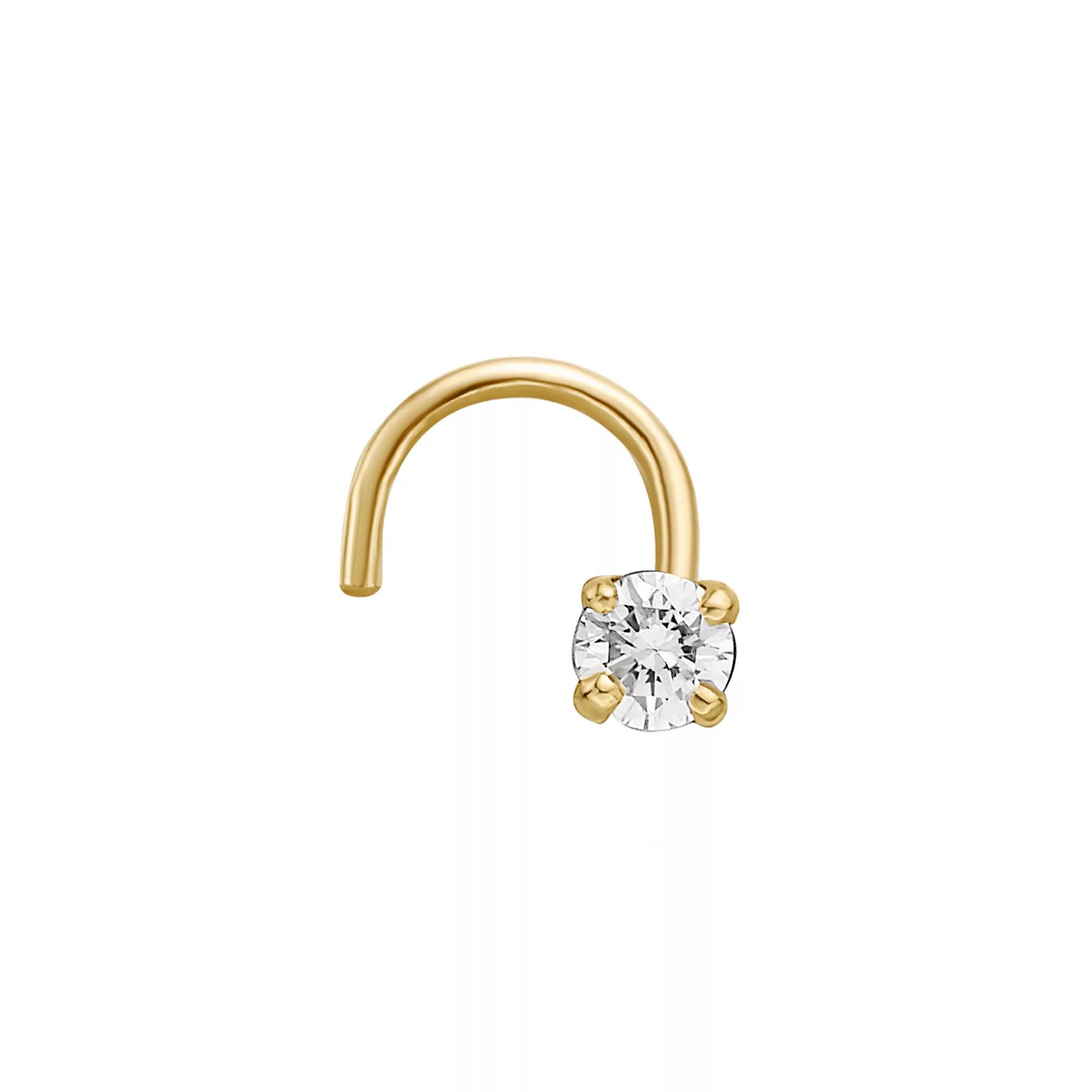 Lila Moon 14k Gold Lab Grown Diamond Accent Curved Nose Ring, Womens, 14k White Gold Product Image