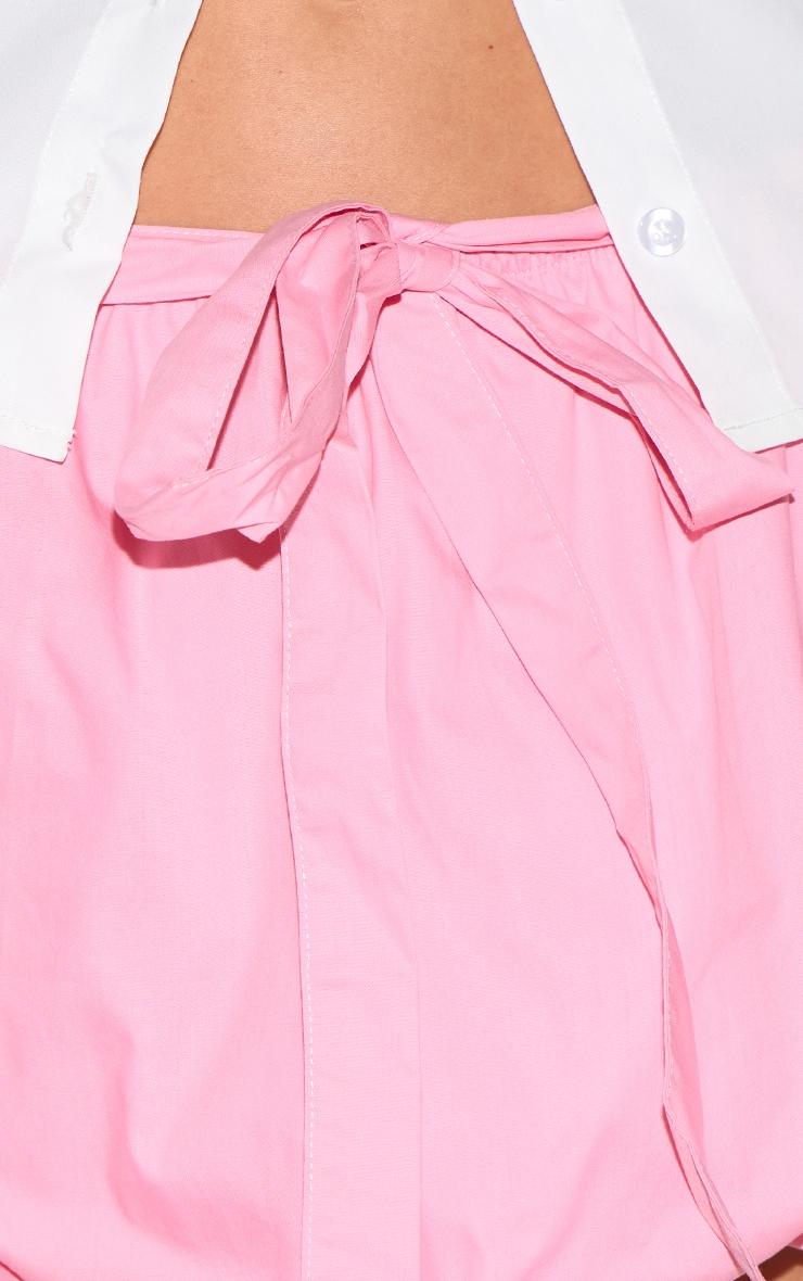 Pink Tie Waist Cotton Puffball Skirt Product Image
